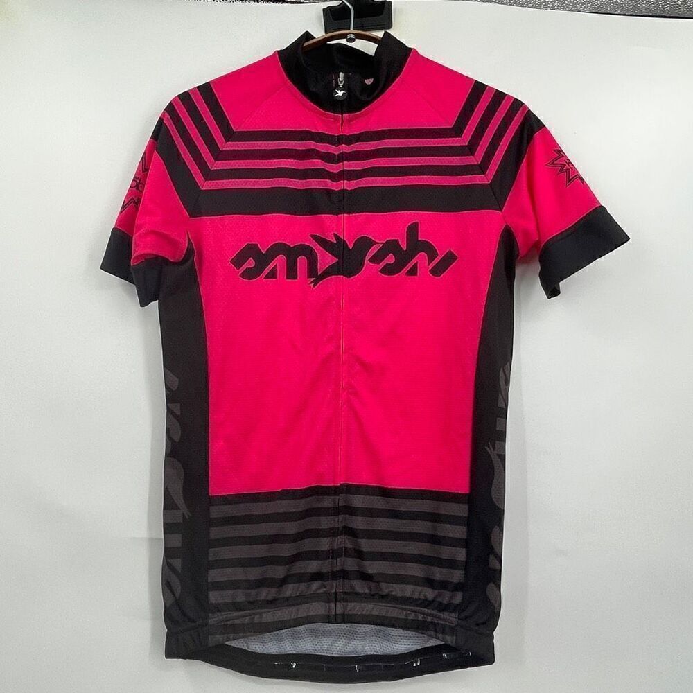 Smash Fest Red Black Full Zip Team HPB Short Sleeve Cycling Jersey Top Medium